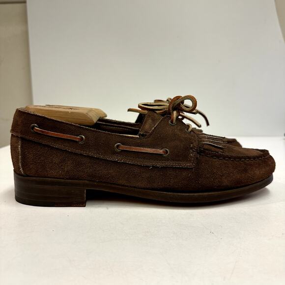 Rancourt & Co x Polo Ralph Lauren Brown Suede Kiltie Moc Loafer Bench Made USA 9 - Picture 3 of 12